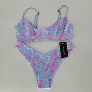 Pinkcolada TROPEZ BIKINI TOP and bottom IN OHRID BLOOM TOP Large Bottom Medium